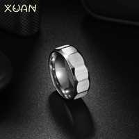 Bague pour homme en acier inoxydable, minimaliste, géométrique, facettée, brossée, bijoux, décoration de fête, vente en gros
