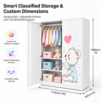 Lemari Pakaian Bayi Desain Baru 2 Pintu Logam Lemari Penyimpanan Anak-Anak Baja Lemari Pakaian Kamar Tidur