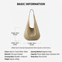 Bolso de Hombro de Cuero Genuino Personalizado Nuevo del Fabricante, con Diseño Simple, Gran Capacidad, Estilo Minimalista