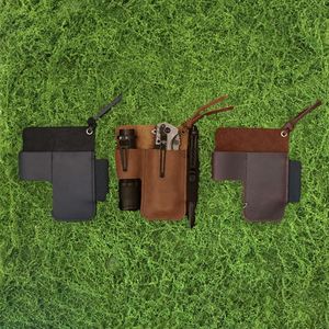 Genuine Leather Multitool Sheath with Belt <b>Clip</b> Portable Flashlight Holder Pen Holder EDC Belt Folding Knife Pocket Organizer - Product Image 3