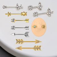 Xinfocus Corps Bijoux Zircon Flèche Mamelon Barbell Anneau 14G En Acier Inoxydable Mamelon Piercing Mode Corps Bijoux pour Femmes Hommes