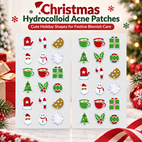 Patchs anti-acné hydrocolloïdes colorés de Noël OEM/ODM, formes Père Noël, Bonhomme de neige, Sapin, Marque privée