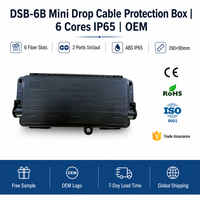 Boîtier de protection de câble de descente FTTH étanche IP65, type mini en ligne, 1 entrée 1 sortie 6 ports, avec protection de fibre