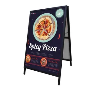 Steel A Board Advertising Display Stand Slide In Metal A Frame Pavement Sign