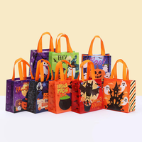 Sacs promotionnels économiques en non-tissé, vente en gros, sacs de courses laminés réutilisables avec logo personnalisé, motif dessin animé Halloween