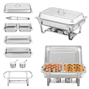 Chaffing pour cheffing dishes stainless steel buffet serving chauffandise trays, shaffing chafer dish buffet heater set warmer