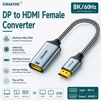 SAMZHE Convertidor DP a HDMI 8K/60Hz, Adaptador de Video DP1.4 4K/240Hz para Tarjeta Gráfica de Computadora, Laptop, TV, Proyector, Monitor