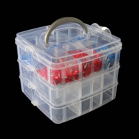 Boîte de rangement en plastique transparente multicouche de haute qualité à 18 compartiments avec poignée et couvercle