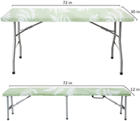 HuiHe couverture de Table de pique-nique en vinyle et couvertures de banc nappe ajustée support en flanelle bord élastique plastique essuyable étanche