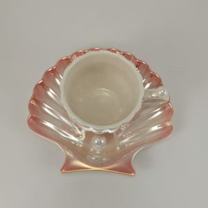 Taza rosa de perlas para el día de la madre, juego de regalo de lujo con esmalte de perla y platillo de concha, 8 oz, suministro de fábrica - Product Image 5