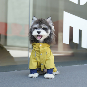 Grosir jaket hujan anjing jas hujan warna Solid penutup penuh dengan lubang tali hewan peliharaan kecil anjing mantel tahan air - Product Image 5