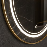 Miroir de salle de bain intelligent ovale avec écran LED tactile, éclairage intégré, anti-buée, pour toilettes et maquillage, à fixer au mur