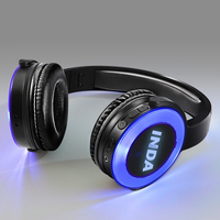 Casque de disco silencieux de marque d'usine 1 à 10 canaux avec lumières RGB sur la tête et les oreilles pour soirée disco silencieuse avec LED de luxe