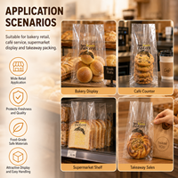 Sacs à pain personnalisés avec logo du fabricant, en BOPP transparent de qualité alimentaire, à soufflets latéraux et trous de ventilation pour boulangerie