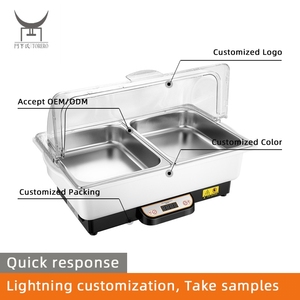 Estufa de buffet eléctrica de acero inoxidable 304, olla de buffet engrosada y profunda, vajilla con plato de frotamiento con temperatura ajustable - Product Image 2