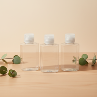Bouteille plate transparente octogonale en PET de 60 ml avec bouchon à clapet, vide, pour gel désinfectant pour les mains, liquide, eau, sérum de soin de la peau