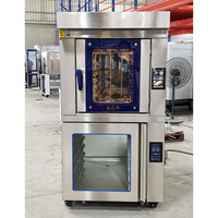 Horno de Vapor Eléctrico Industrial Combinado Multifunción para Panadería, Horno de Convección Rotatorio de 5/10 Bandejas con Fermentadora