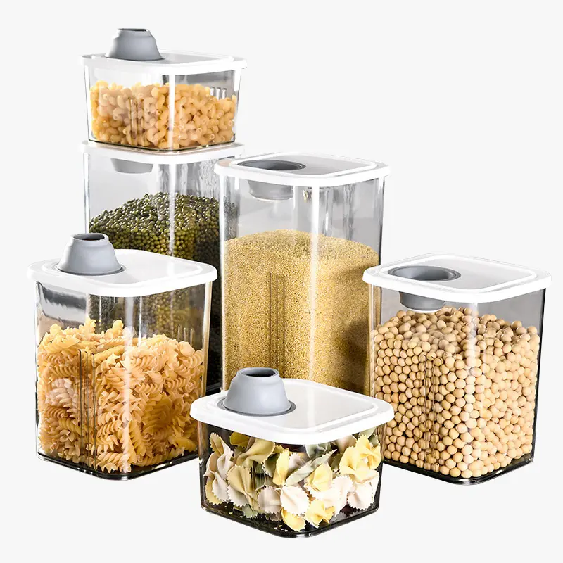 Wadah penyimpan makanan, wadah sereal penyimpan makanan dalam jumlah besar kering Bening, dapat disegel kotak dapur plastik kedap udara