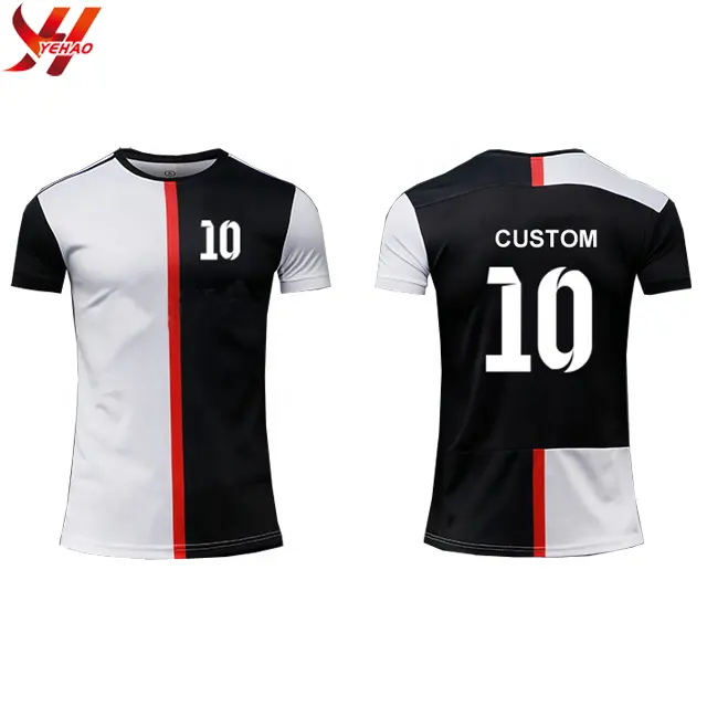 Kaus Sepak Bola 100% Poliester Cepat Kering, Kaos Sepak Bola Kustom dengan Logo dan Angka