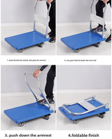 Chariot de transport à plateau plat pliable à quatre roues en alliage d'aluminium, outils industriels personnalisables avec logo, capacité de 150 kg