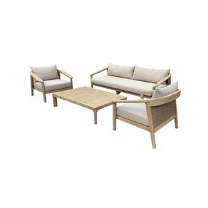 Canapé trois places en teck moderne pour l'<span class=keywords><strong>extérieur</strong></span> avec coussin en mousse haute densité, meubles de jardin durables et écologiques - Product Image 6