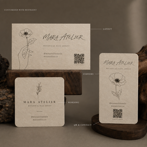 Biglietti da Visita Personalizzati con Stampa Testurizzata, Eleganti Carte Bifacciali con Disegni Botanici per Saloni e <span class=keywords><strong>Atelier</strong></span> - Product Image 5