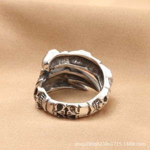 Men's <b>Skull</b> Claw <b>Ring</b> Tibetan Silver Retro Punk Style Jewelry Casual Wear - Product Image 5
