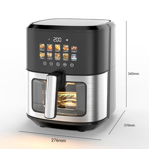 Friteuse à air électrique moderne en acier inoxydable antiadhésif de 6 litres, 14 préréglages, écran LCD numérique visible, double chauffage carré, cuisson - Product Image 2