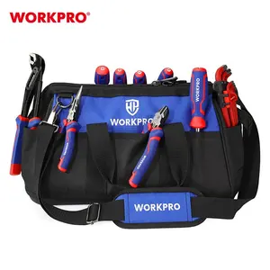 WORKPRO 400MM(16") Close Top Wide Mouth Water Proof Molded Base Folding Storage Hand Tool Bag