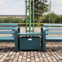 Nouveauté Bancs de tennis modernes Auvent Bancs Métal Plastique avec dossier Chaises Banc d'extérieur personnalisé à baldaquin