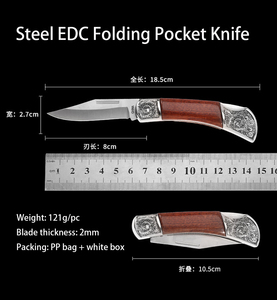 มีดพับด้ามไม้สลักโลโก้ตามสั่ง ของขวัญ DIY สลักเลเซอร์ EDC มีดพกพาสำหรับตั้งแคมป์ ล่าสัตว์ กิจกรรมกลางแจ้ง ขายส่ง - Product Image 3