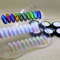 Pigment chromé effet perle Aurora, poudre multichrome effet miroir, à base d'aluminate de strontium, pour nail art, manucure, ongles acryliques