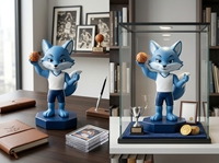 Figurine de mascotte de basket-ball personnalisée Blue Fox Bobblehead, statue en résine personnalisée, cadeau OEM ODM pour l'affichage