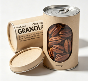 Custom Food-grade Paper Tube Packaging With <b>Window</b> For Nuts Recyclable Food Container Four Color Printing - Product Image 4