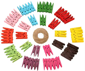 Mini pinces à <span class=keywords><strong>linge</strong></span> en bois multifonctions 2.5cm-4.5cm Clips d'artisanat en papier Photo pour cuisine et armoire utiliser coloré et élégant - Product Image 1