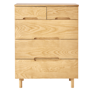 Massivholz-Eschenholz Kommode mit 5 Schubladen Aufbewahrungsschrank Wohnzimmer Kleiderschrank Badezimmer 4-stufiger Büro-Aktenschrank - Product Image 5