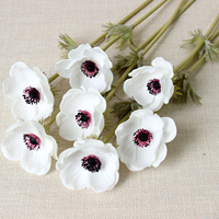 Fleurs d'anémone artificielles réalistes en PU, toucher réel, pour la maison, mariage, Pâques, centre de table, décoration de fête, salle d'exposition