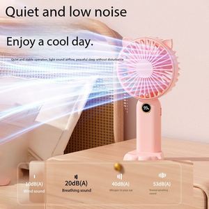 Ventilateur de bureau USB mini portatif silencieux à affichage numérique avec logo personnalisé, forte puissance de ventilation, rechargeable, idéal pour les cadeaux d'extérieur - Product Image 4