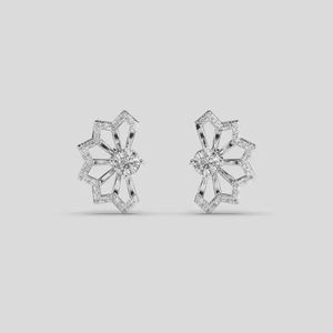 Pendientes de tuerca con diamante floral de 1.00 quilates y engaste de bisel, oro de 14K, piedra central certificada IGI, elegante joyería fina para boda, regalo para él - Product Image 2