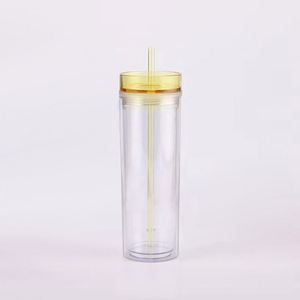 Gobelet en acrylique double paroi de 16 oz avec paille, durable et réutilisable, idéal pour l'hydratation quotidienne des écoliers - Vente Flash - Product Image 1