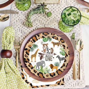 <span class=keywords><strong>Vaisselle</strong></span> thème sauvage assiettes en papier jetables 1er anniversaire fête fournitures ensemble serviettes Jungle forêt Animal bébé douche - Product Image 4