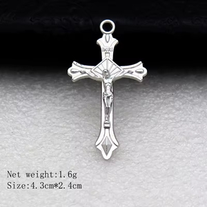 Pendentif Saint-Benoît Crucifix-<span class=keywords><strong>Croix</strong></span> catholique argentée avec <span class=keywords><strong>INRI</strong></span> et symboles religieux-Composant de bijoux religieux - Product Image 2