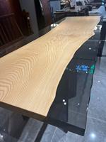 Ensemble de table à manger moderne en bois massif de frêne avec bord vivant + résine époxy pour la maison, le bar et la cuisine