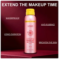 Spray fixateur de maquillage écran solaire SPF 30 avec logo personnalisé, léger, UVA UVB, résistant à l'eau, brume solaire pour le visage et le corps, spray fixateur de maquillage