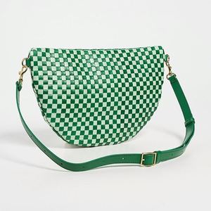 Bolso de cintura grande para mujer, de cuero personalizado, verde, tejido a cuadros, bandolera, con cremallera, portátil, para viaje, para llevar en cualquier lugar. - Product Image 5