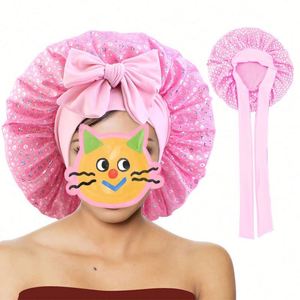 Printed Sequins Satin With Tie Knot Women Adjustable Wide Band <b>Hair</b> <b>Bonnet</b> <b>for</b> Sleeping Promotion Gifts - Product Image 1