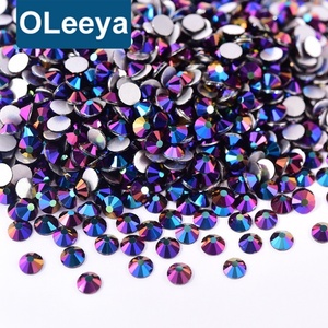 Oleeya Venta al por mayor de fábrica Nuevos colores rosa fucsia y azul cielo SS4-SS30 Cristales de diamantes de imitación sin termofijación con parte trasera plana - Product Image 1