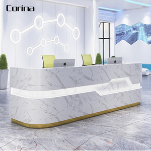 Comptoir de réception de luxe en pierre artificielle avec éclairage LED pour hôtel, salon de beauté, salon de coiffure - Product Image 1