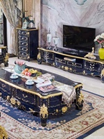 Ensemble meuble TV et table basse en bois massif de style européen avec rangement pour salons et petits appartements Modèle D1,001