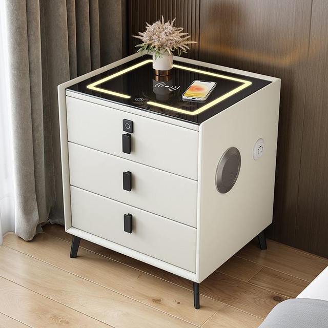 Smart Night Stand Multifunctional Wireless Charging with Light Fingerprint Lock Bedside Cabinet